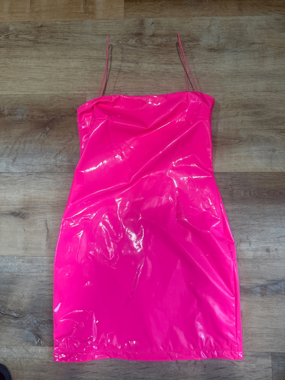 Fashion Nova Neon Pink Vinyl Mini Dress